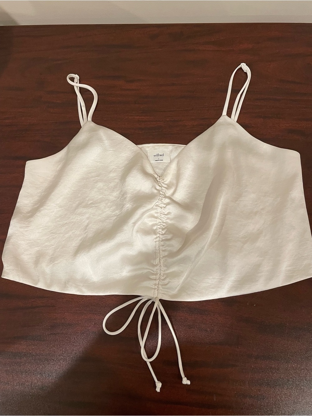 Wilfred Ivory Satin Ruched Drawstring Cami